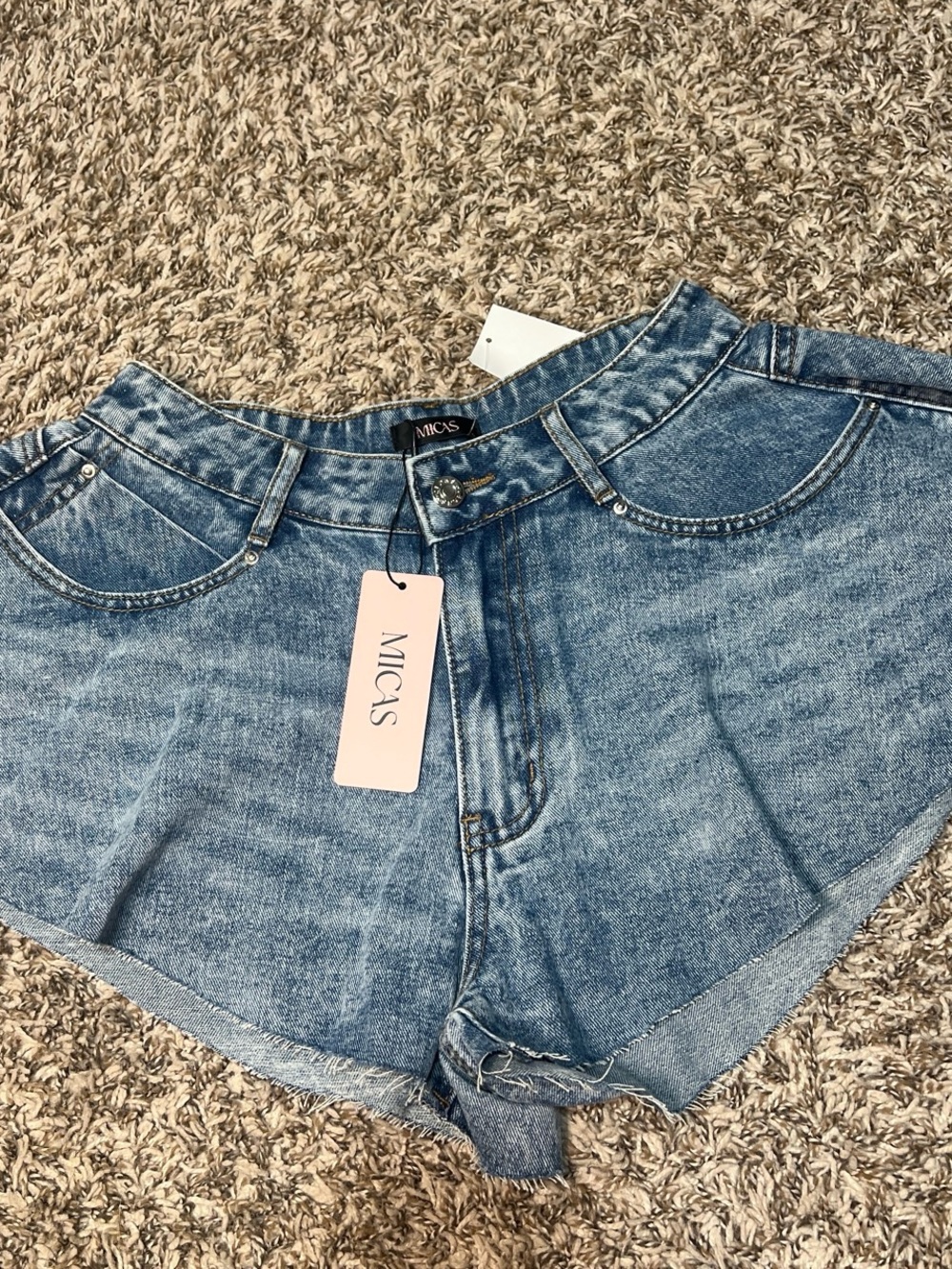 Micas Light Blue High-Rise Denim Shorts NEW